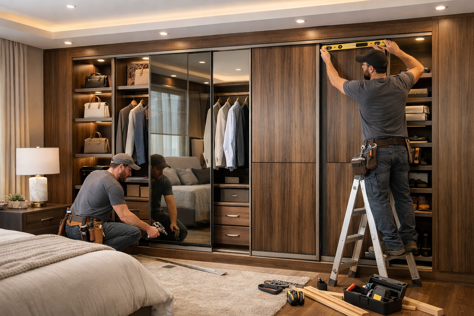 Luxury sliding wardrobe design in Gurgaon